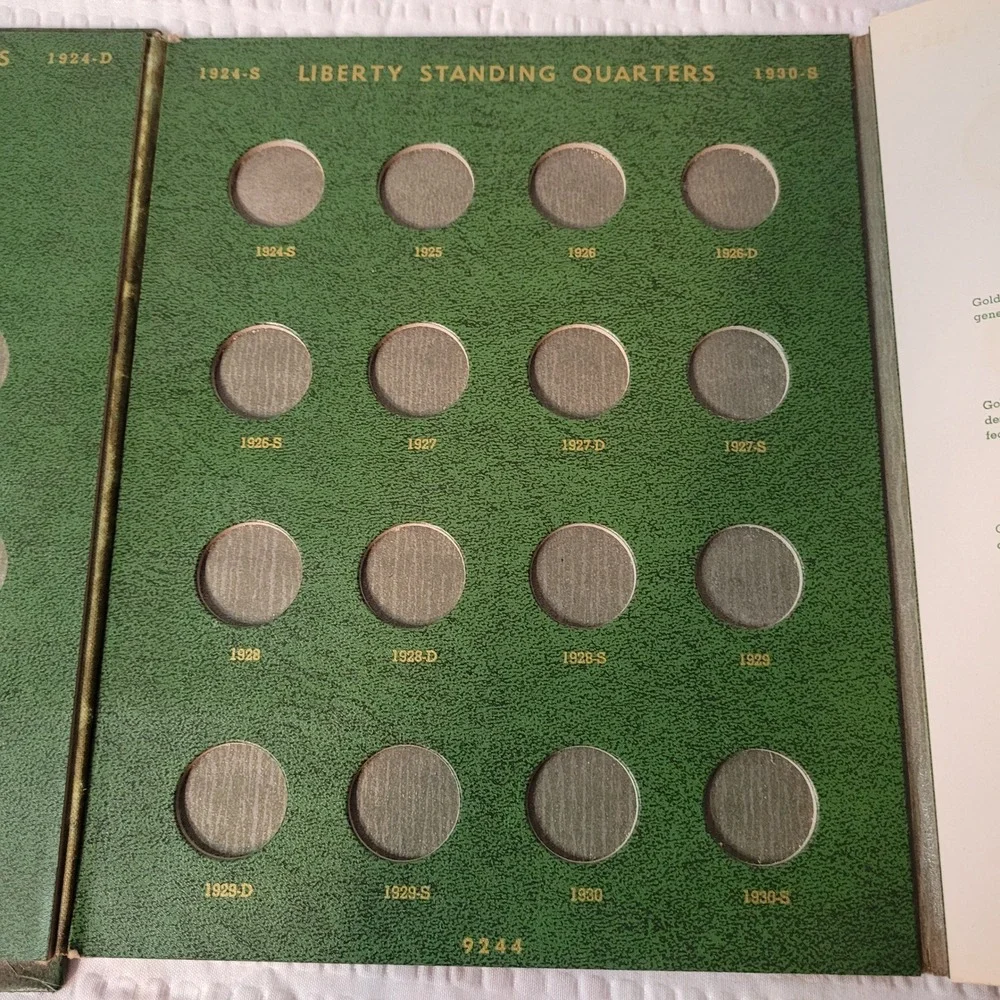 Vintage Whitman Liberty Standing Quarter Dollars Coin‎ Folder No 9244 1916-1930